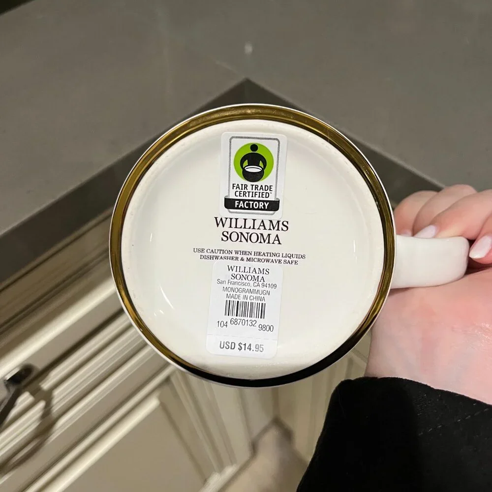 BNWT Williams Sonoma Gold Monogram Mug (Letter N)